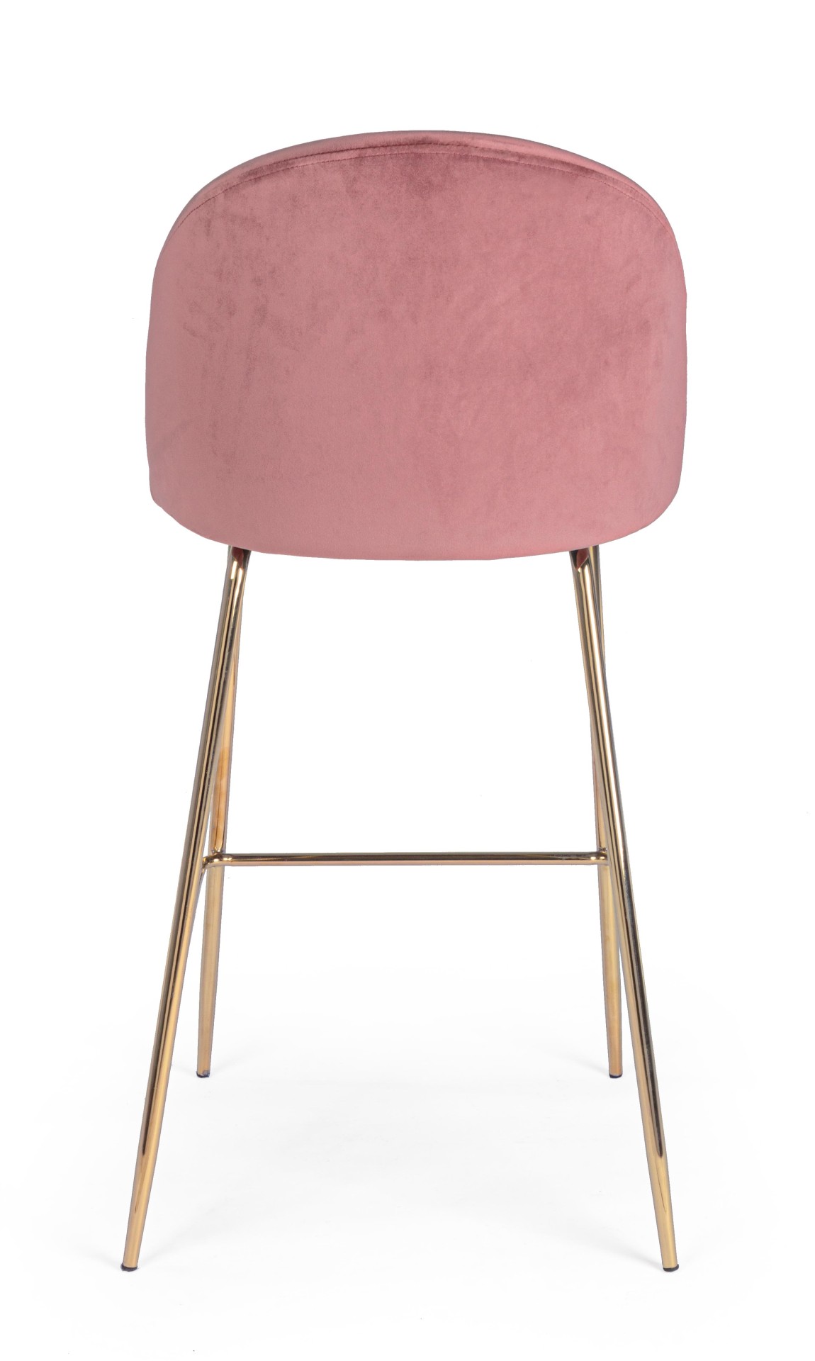 Der Barhocker Carry überzeugt mit seinem moderndem Design. Gefertigt wurde er aus Samt, welches einen rosa Farbton besitzt. Das Gestell ist aus Metall und hat eine goldene Farbe. Die Sitzhöhe des Hockers beträgt 74 cm.