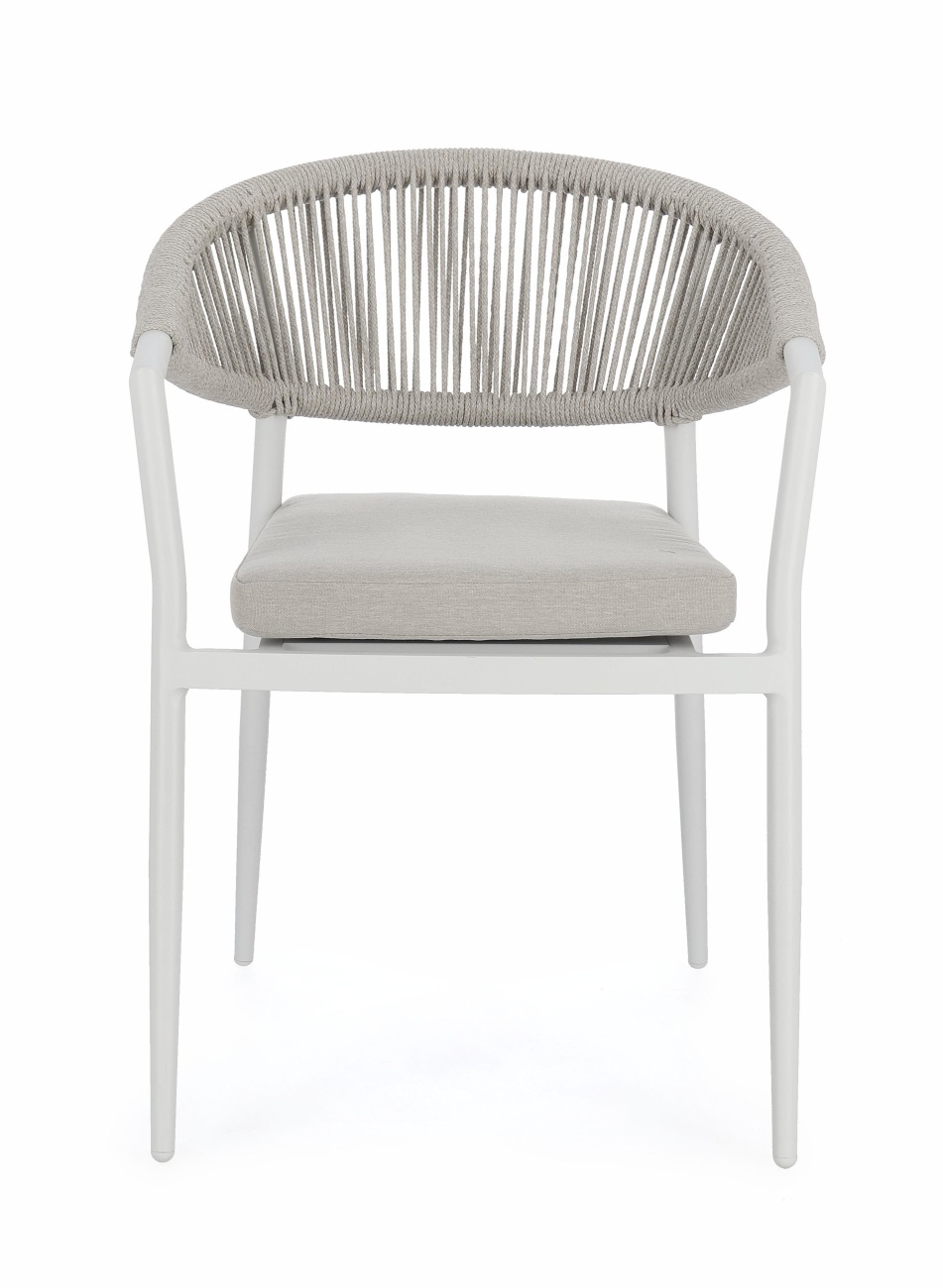 Gartenstuhl Millor aus Aluminium, Hellgrau / Weiß