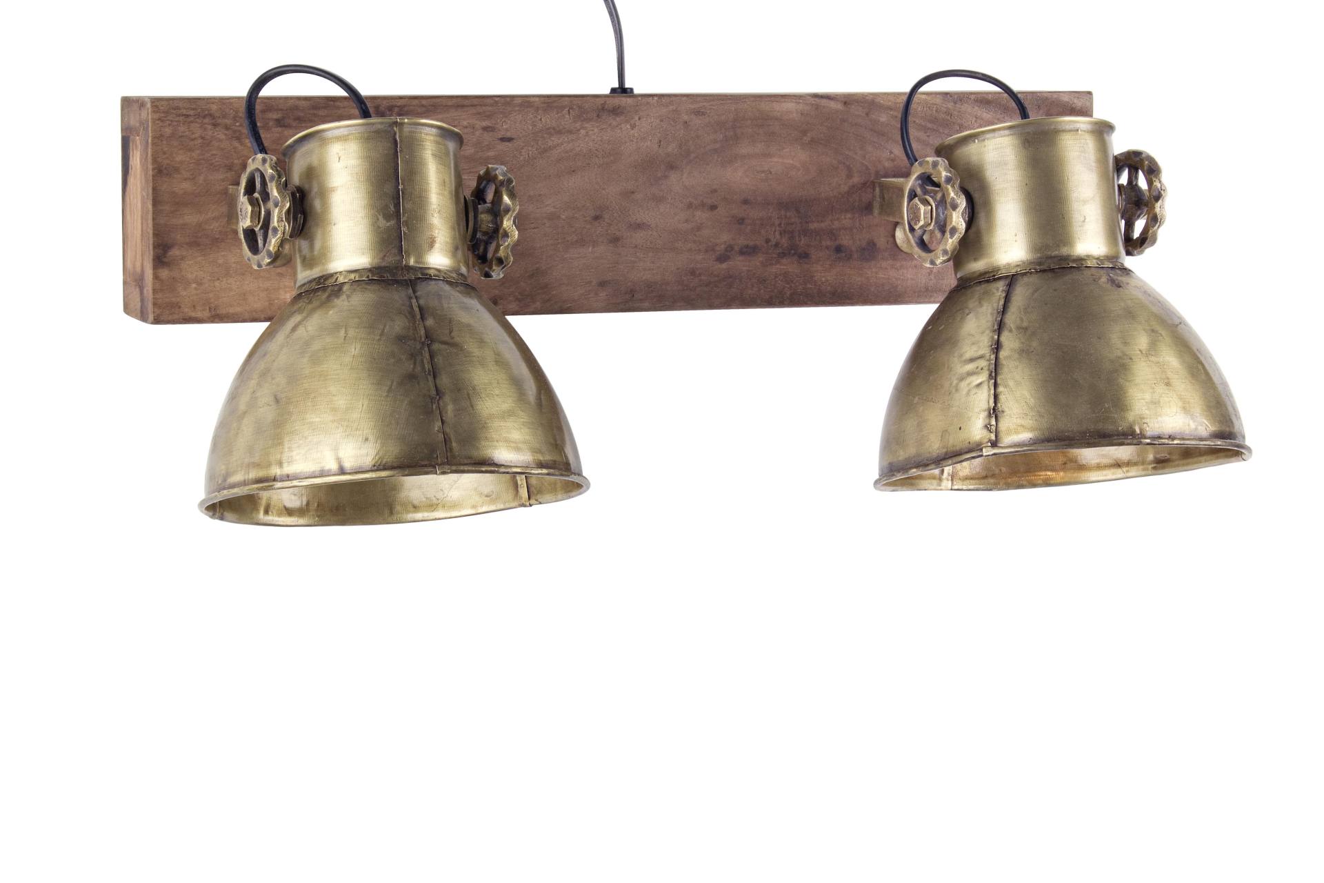 Die Wandleuchte Allique überzeugt mit ihrem klassischen Design. Gefertigt wurde sie aus Mangoholz, welches einen natürlichen Farbton besitzt. Der Lampenschirm ist aus Metall und hat eine goldene Farbe. Die Lampe besitzt eine Höhe von 27 cm.