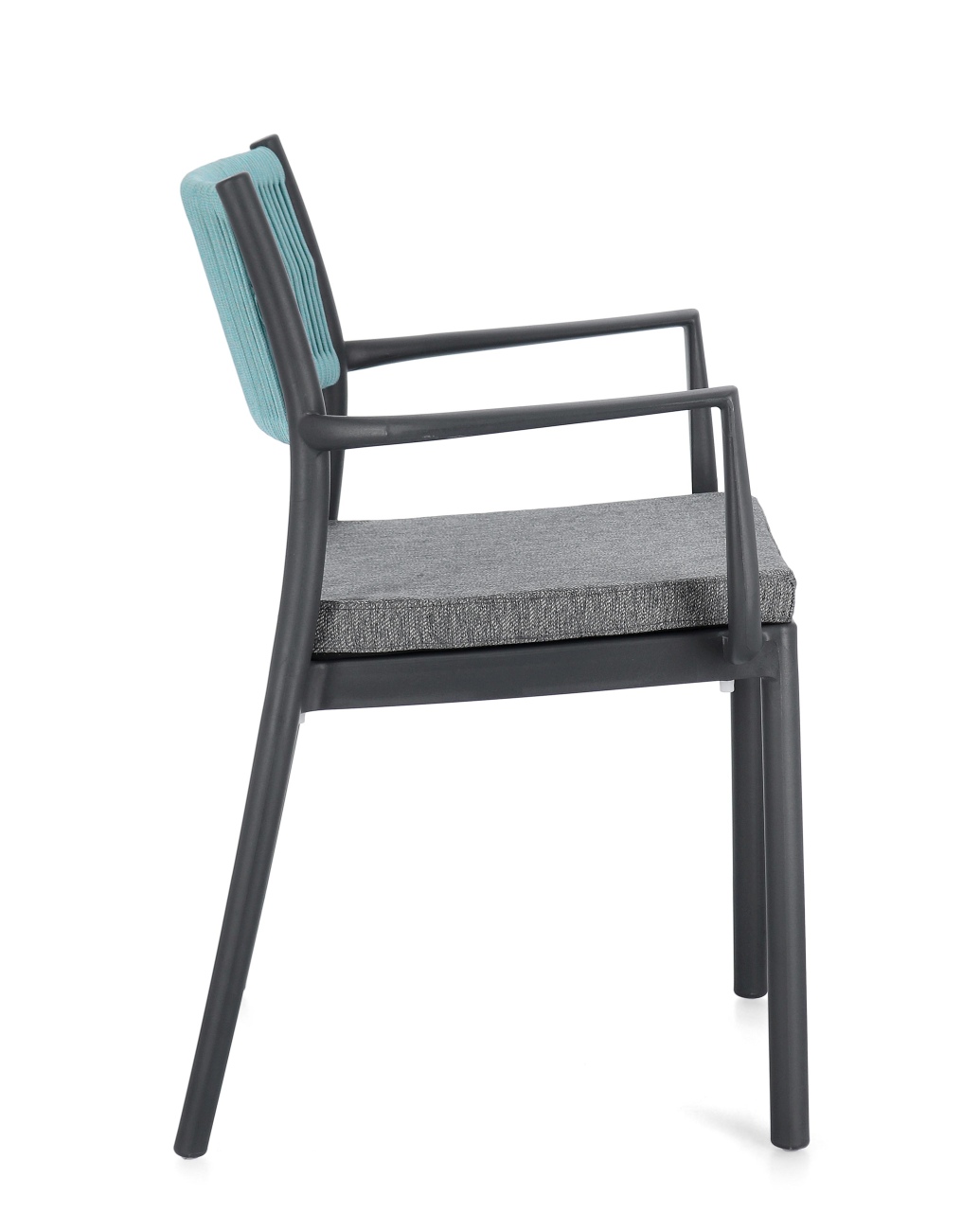 Gartenstuhl Alvin mit Armlehne, Anthrazit / Avio