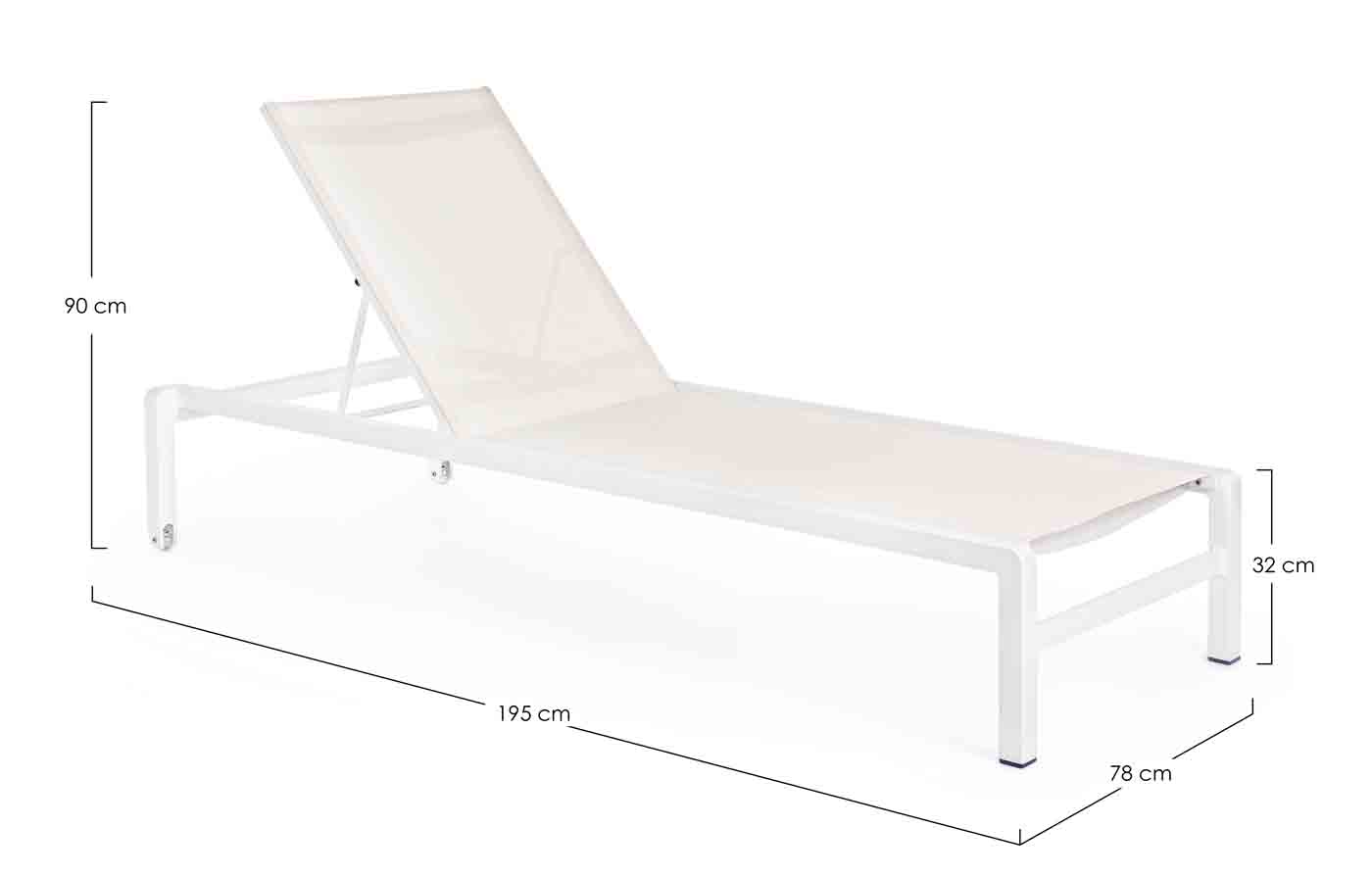 Gartenliege Konnor, Aluminium Textilene, Weiss CX27