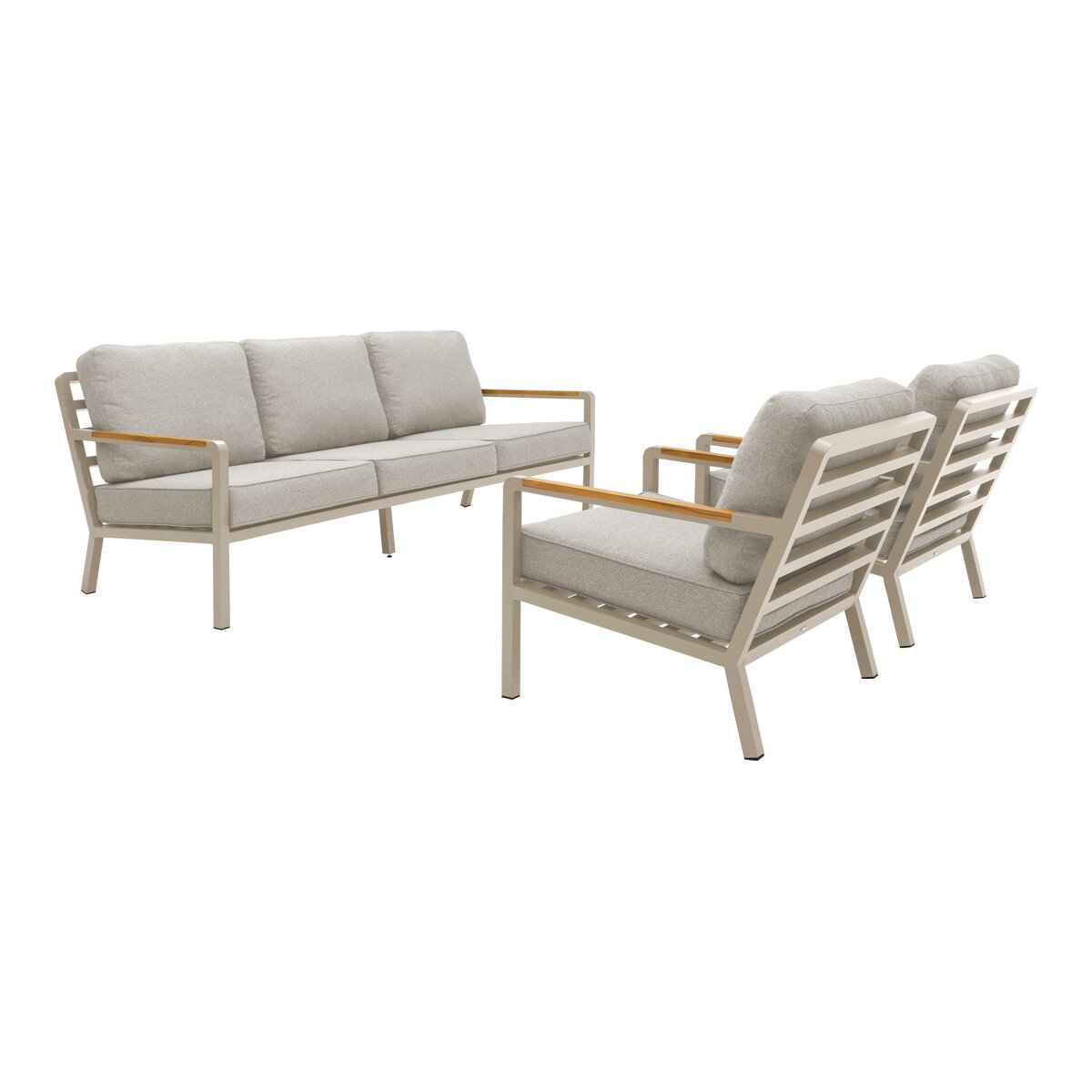Garten-Sitzgruppe Nova, Khaki/Greige - Aluminium & wasserabweisender Stoff