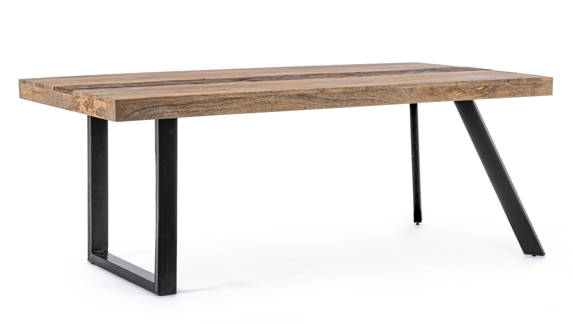 Der Esstisch Manchester überzeugt mit seinem klassischem Design gefertigt wurde er aus Mangoholz, welches einen natürlichen Farbton besitzt. Das Gestell des Tisches ist aus Metall und ist Schwarz. Der Tisch besitzt eine Breite von 200 cm.