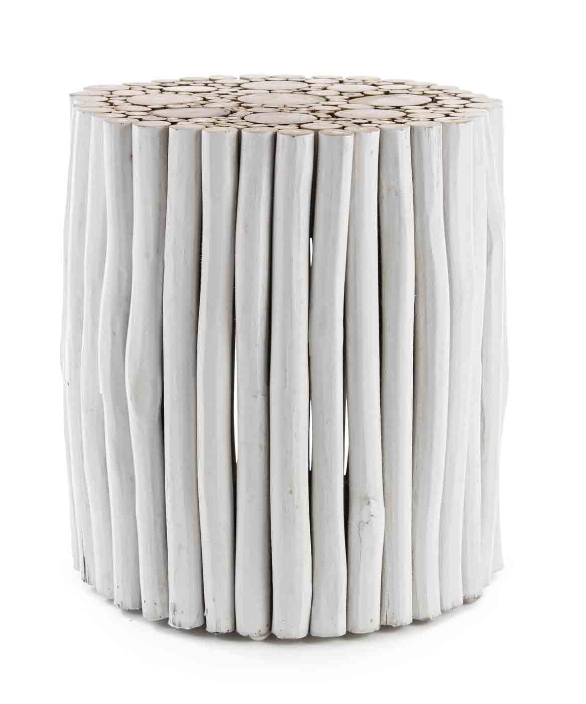 Beistelltisch Guadalupe aus Teakholz, Weiß Ø 38 cm Beistelltisch Guadalupe aus Teakholz, Weiß Ø 38 cm