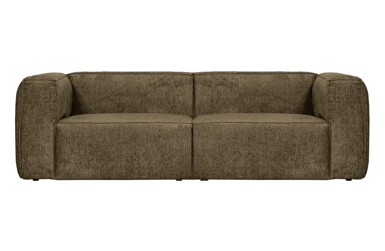 Das Sofa Bean überzeugt mit seinem modernen Stil. Gefertigt wurde es aus Struktursamt, welches einen dunkelbraunen Farbton besitzt. Das Gestell ist aus Kunststoff und hat eine schwarze Farbe. Das Sofa besitzt eine Größe von 246x96 cm.