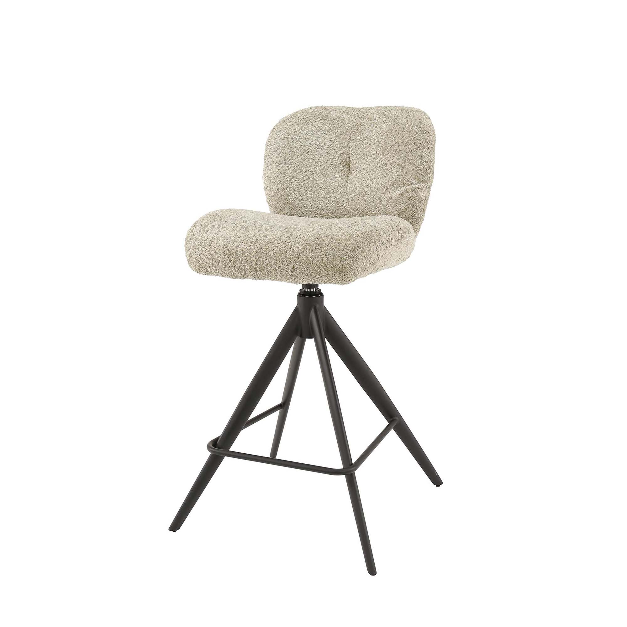 2er-Set Barhocker Spizag mit Lehne, Drehbar - Boucle, Sand