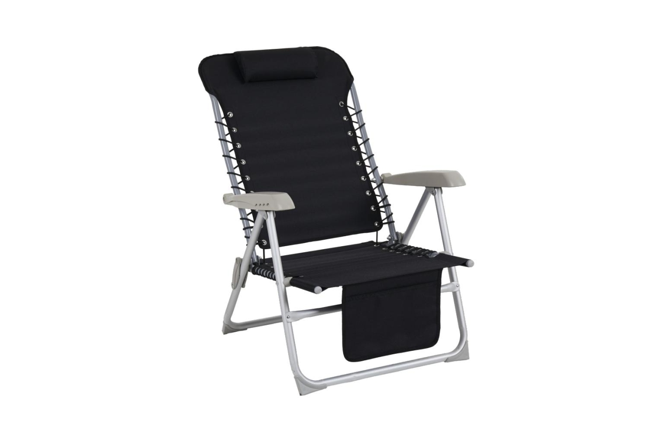 Der Gartenstuhl Ulrika überzeugt mit seinem modernen Design. Gefertigt wurde er aus Stoff, welches einen schwarzen Farbton besitzt. Das Gestell ist auch aus Metall und hat eine silberne Farbe. Die Sitzhöhe des Stuhls beträgt 30 cm.