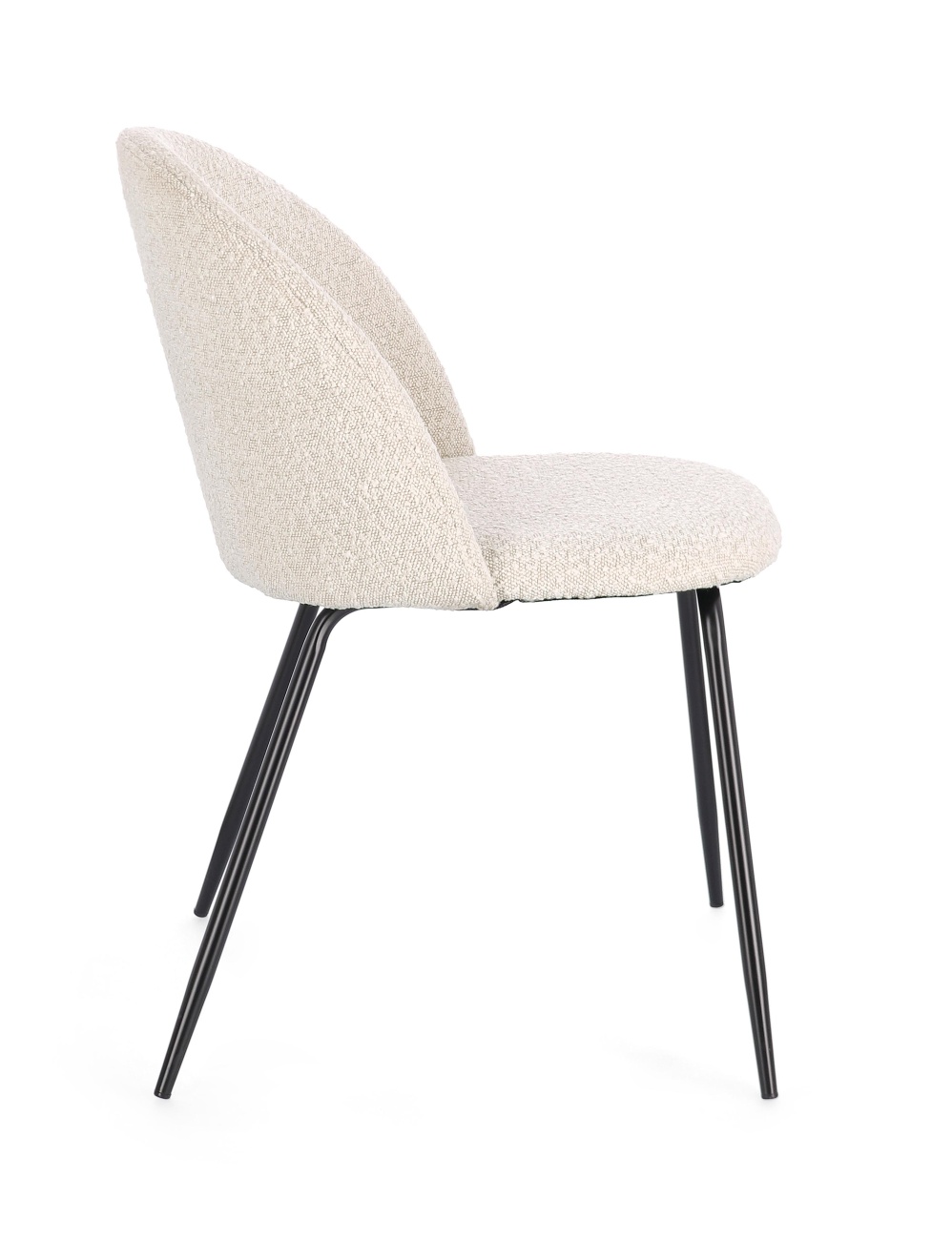Esszimmerstuhl Tanya 4er-Set aus Boucle, Elfenbein / Schwarz