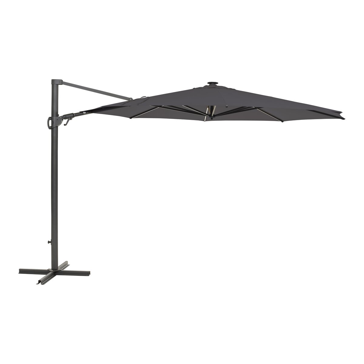 Ampelschirm Cilento - Aluminium, mit Beleuchtung, Ø 350 cm, Anthrazit/Grau