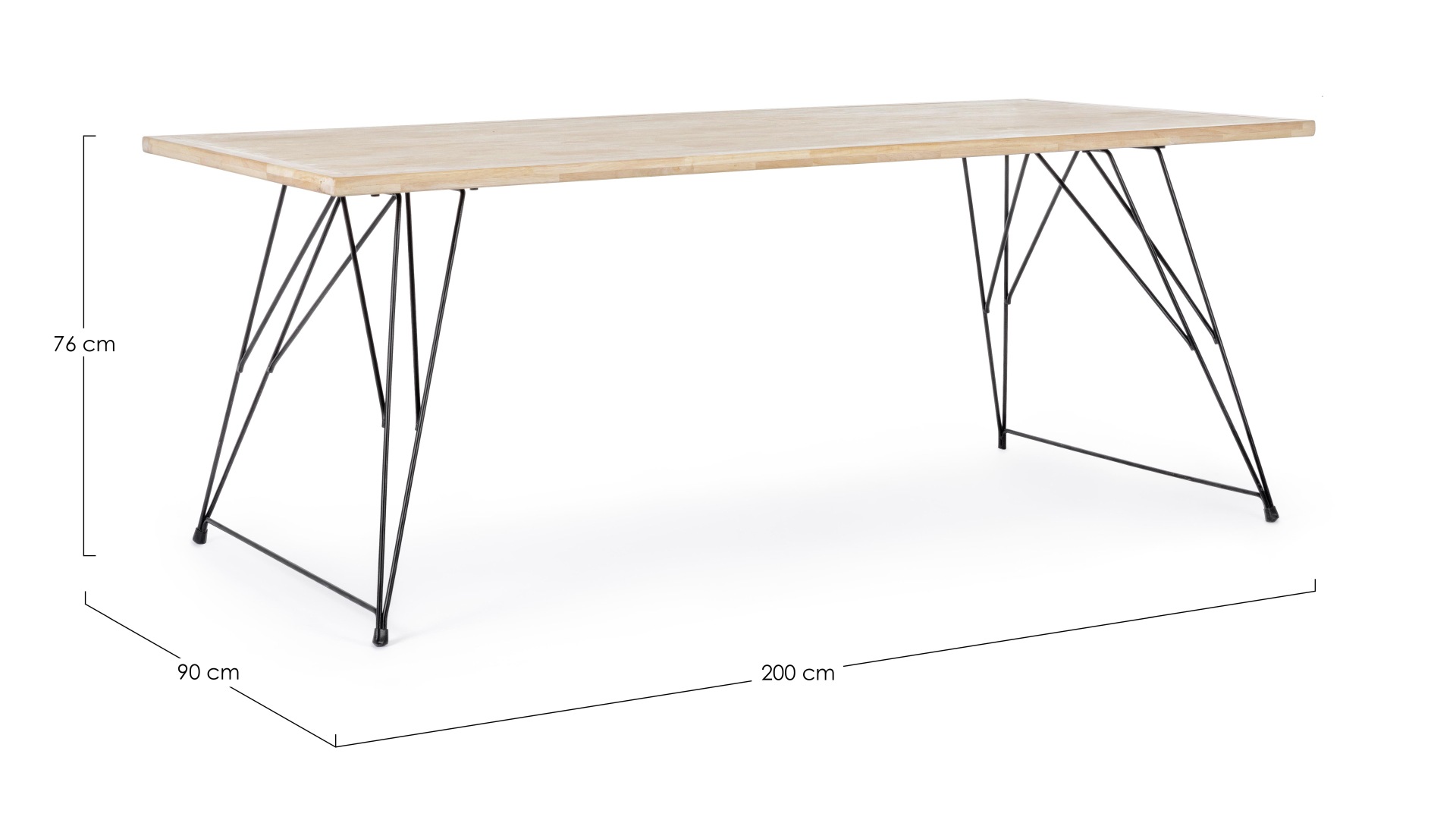 Der Esstisch District überzeugt mit seinem moderndem Design. Gefertigt wurde er aus Kautschukholz, welches einen natürlichen Farbton besitzt. Das Gestell des Tisches ist aus Metall und ist in eine schwarze Farbe. Der Tisch besitzt eine Breite von 200 cm.