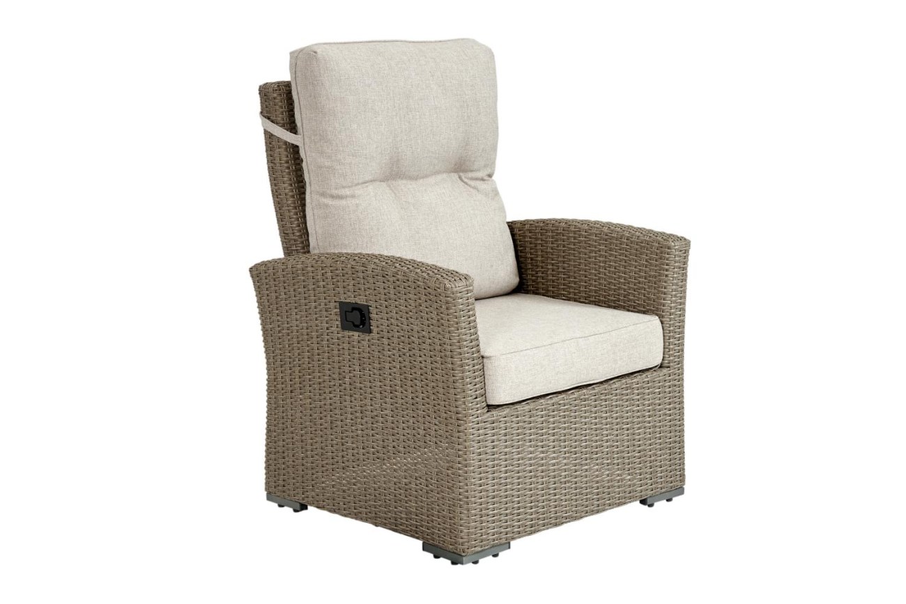 Gartensessel Ashfield mit Kissen, Beige Gartensessel Ashfield mit verstellbarer Rückenlehne, Beige