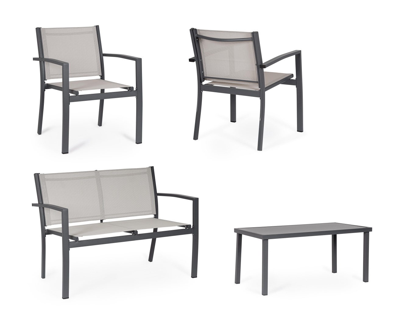 Garten-Set Florida 4er Gruppe, Hellgrau