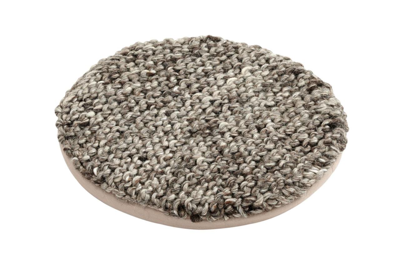 Sitzkissen Pego aus Wolle Rund, Grau Sitzkissen Pego aus Wolle Rund, Grau