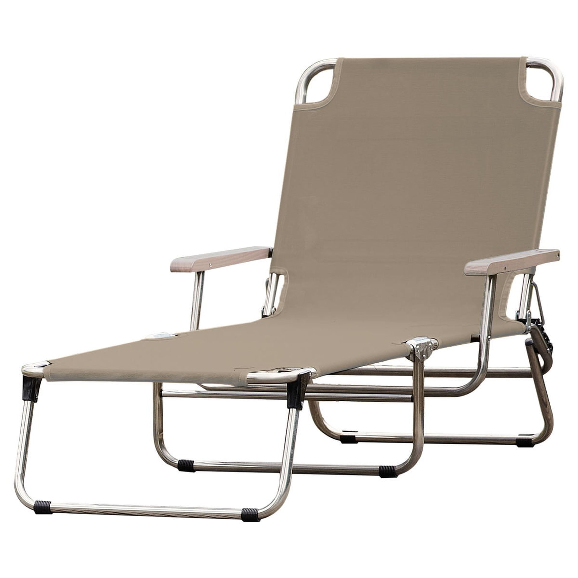 Dreibeinliege Amigo 40+ aus Aluminium mit Armlehne, Taupe Dreibeinliege Amigo 40+ aus Aluminium mit Armlehne, Taupe