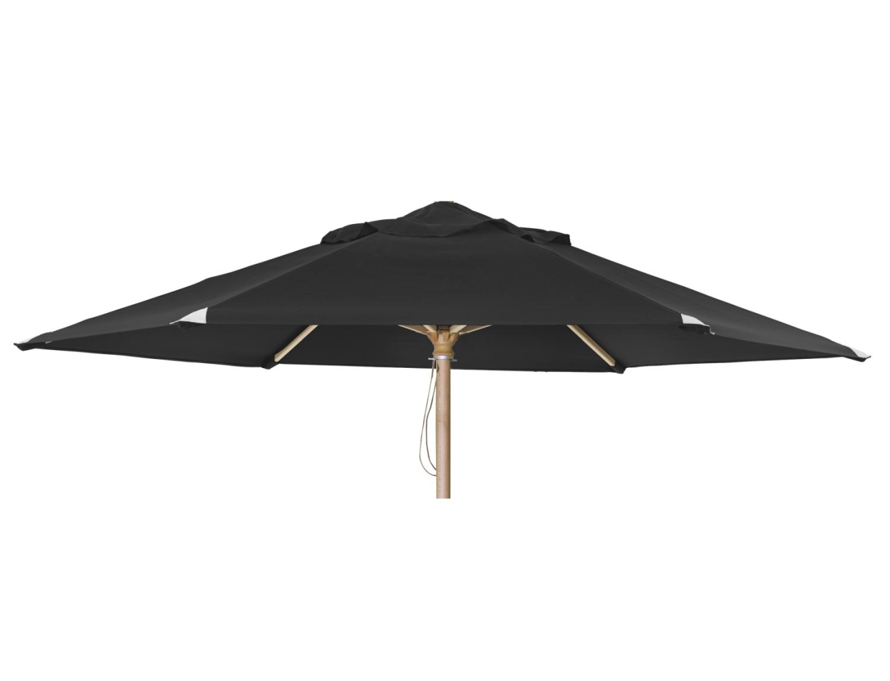 Der Sonnenschirm Reggio überzeugt mit seinem modernen Design. Gefertigt wurde er aus Kunstfasern, welcher einen schwarzen Farbton besitzt. Das Gestell ist aus Buchenholz und hat eine natürliche Farbe. Der Schirm hat einen Durchmesser von 300 cm.