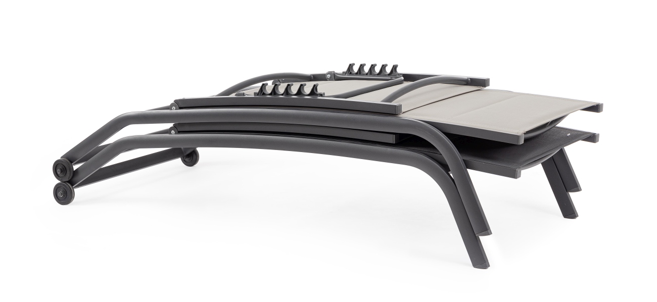 Sonnenliege Cleopass aus Aluminium mit Rolle, Stone