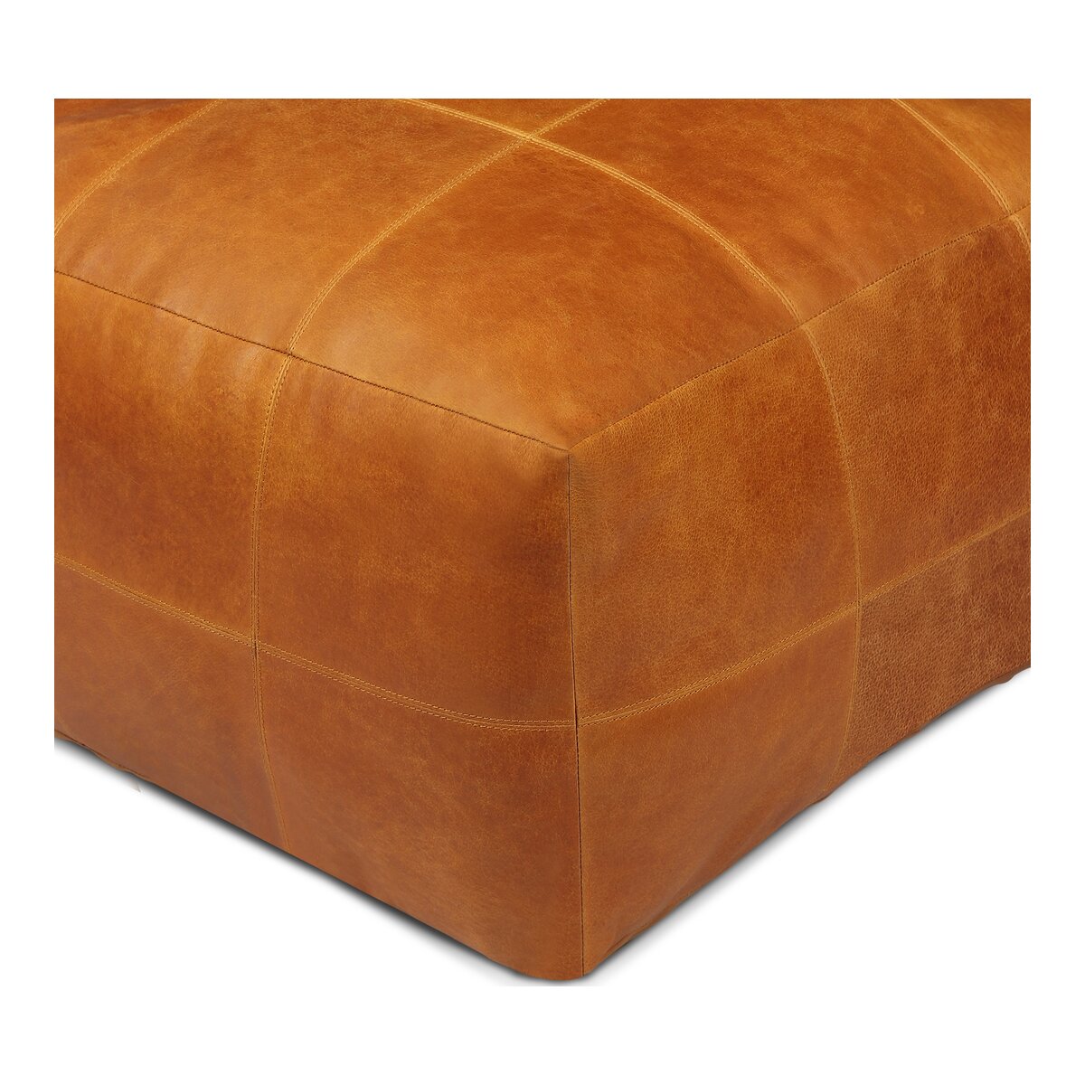 Pouf Anneta aus Leder 75x75 cm, Cognac