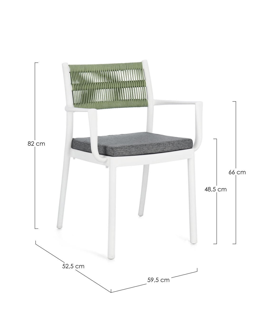 Gartenstuhl Alvin mit Armlehne, Weiß / Grün Gartenstuhl Alvin mit Armlehne, Weiß / Grün