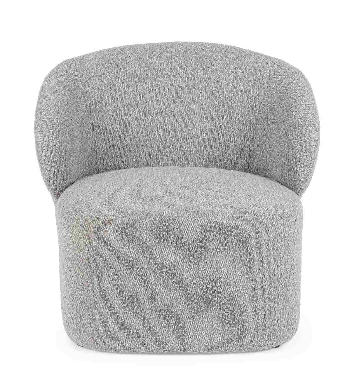 Der Sessel Babila überzeugt mit seinem modernen Stil. Gefertigt wurde er aus Boucle-Stoff, welcher einen grauen Farbton besitzt. Der Sessel besitzt eine Sitzhöhe von 44 cm.