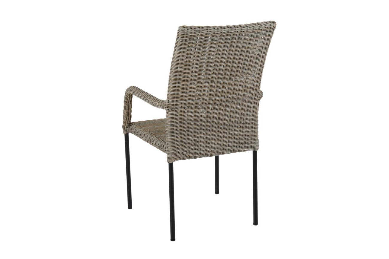 Der Gartenstuhl Nypon überzeugt mit seinem modernen Design. Gefertigt wurde er aus Rattan, welcher einen braunen Farbton besitzt. Das Gestell ist aus Metall und hat eine schwarze Farbe. Die Sitzhöhe des Stuhls beträgt 43 cm.