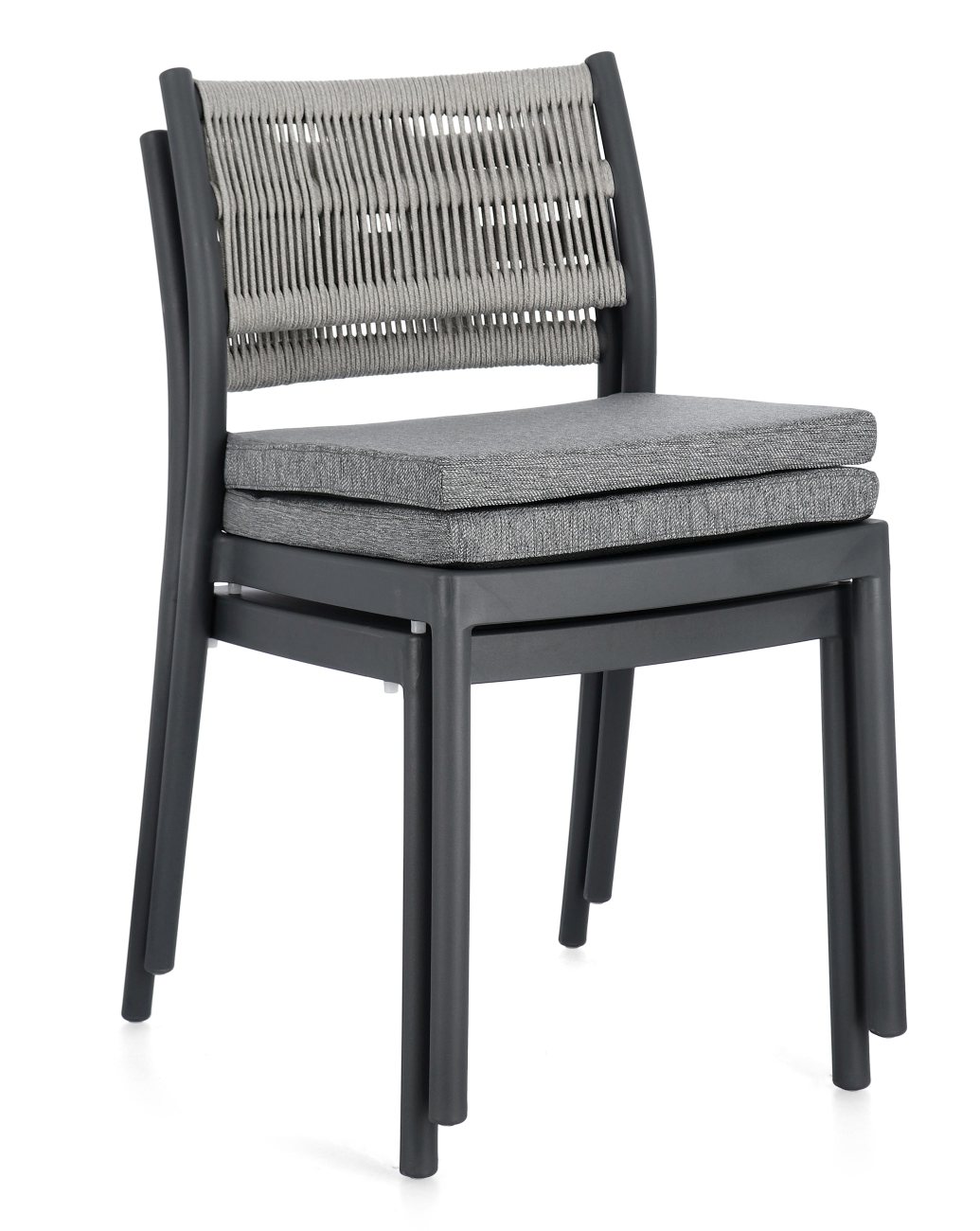 Gartenstuhl Alvin aus Metall, Anthrazit / Hellgrau