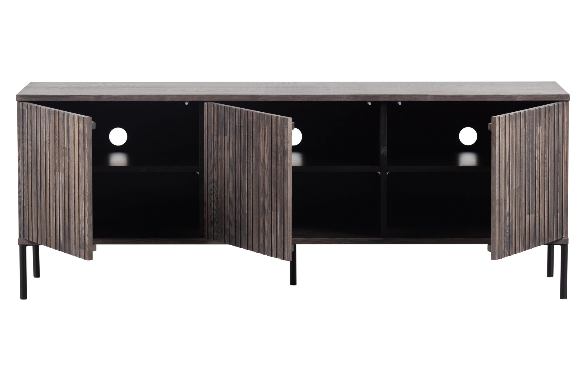 TV-Board Gravure aus Eschenholz 150 cm, Espresso