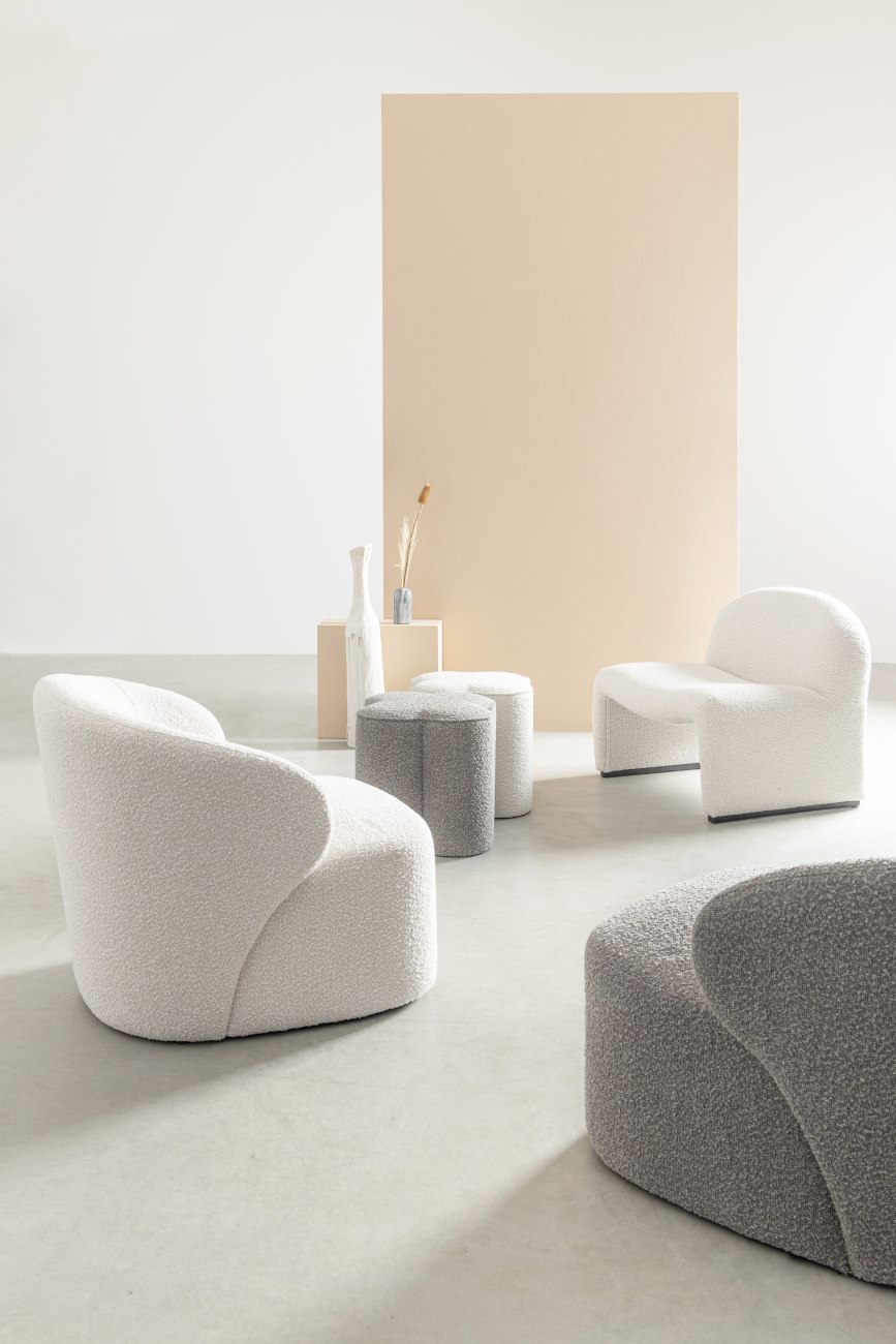 Sessel Bassilla aus Boucle-Stoff, Natur