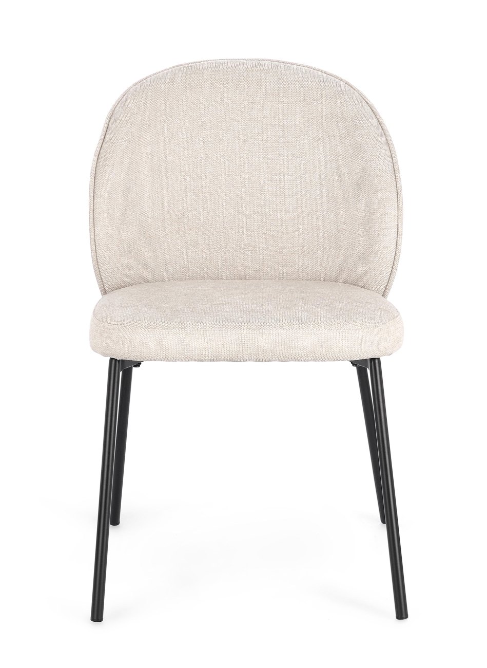 Der Esszimmerstuhl Wendy überzeugt mit seinem modernen Stil. Gefertigt wurde er aus Stoff, welcher einen Beigen Farbton besitzt. Das Gestell ist aus Metall und hat eine schwarze Farbe. Der Stuhl besitzt eine Sitzhöhe von 48 cm.