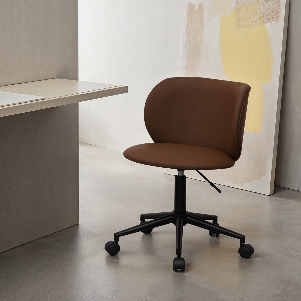 Bürostuhl Oboa aus Kunstleder - Drehbar, Höhenverstellbar, Neigbar, Dunkelbraun