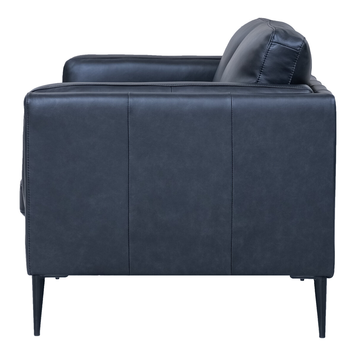 2-Sitzer Sofa Aicena Leder Schwarz - Komfortsofa mit Taschenfederkern & Metall-Gestell