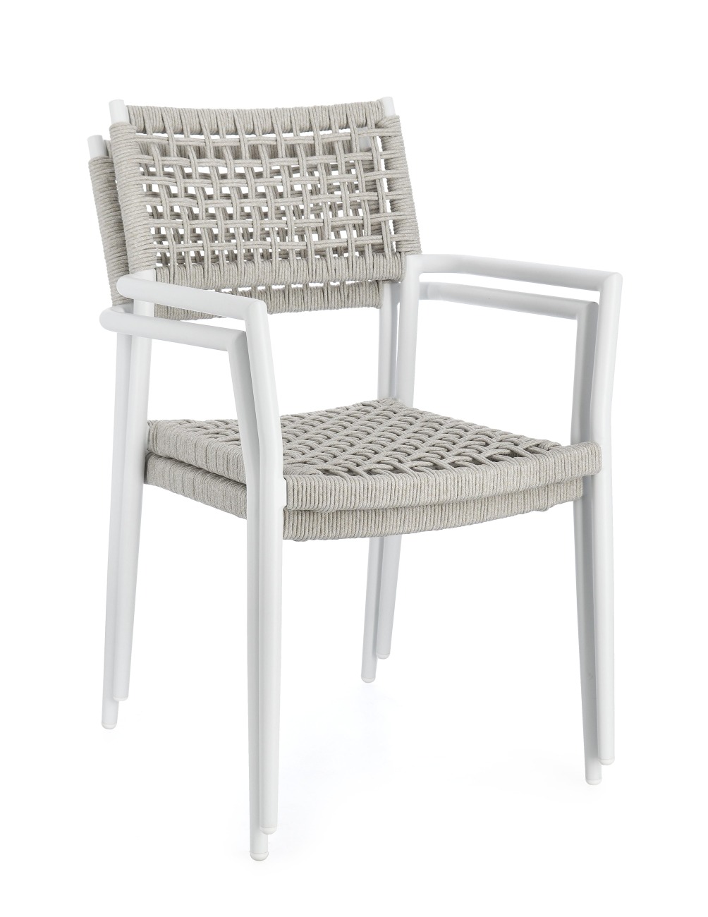 Gartenstuhl Caleta aus Aluminium, Hellgrau / Weiß