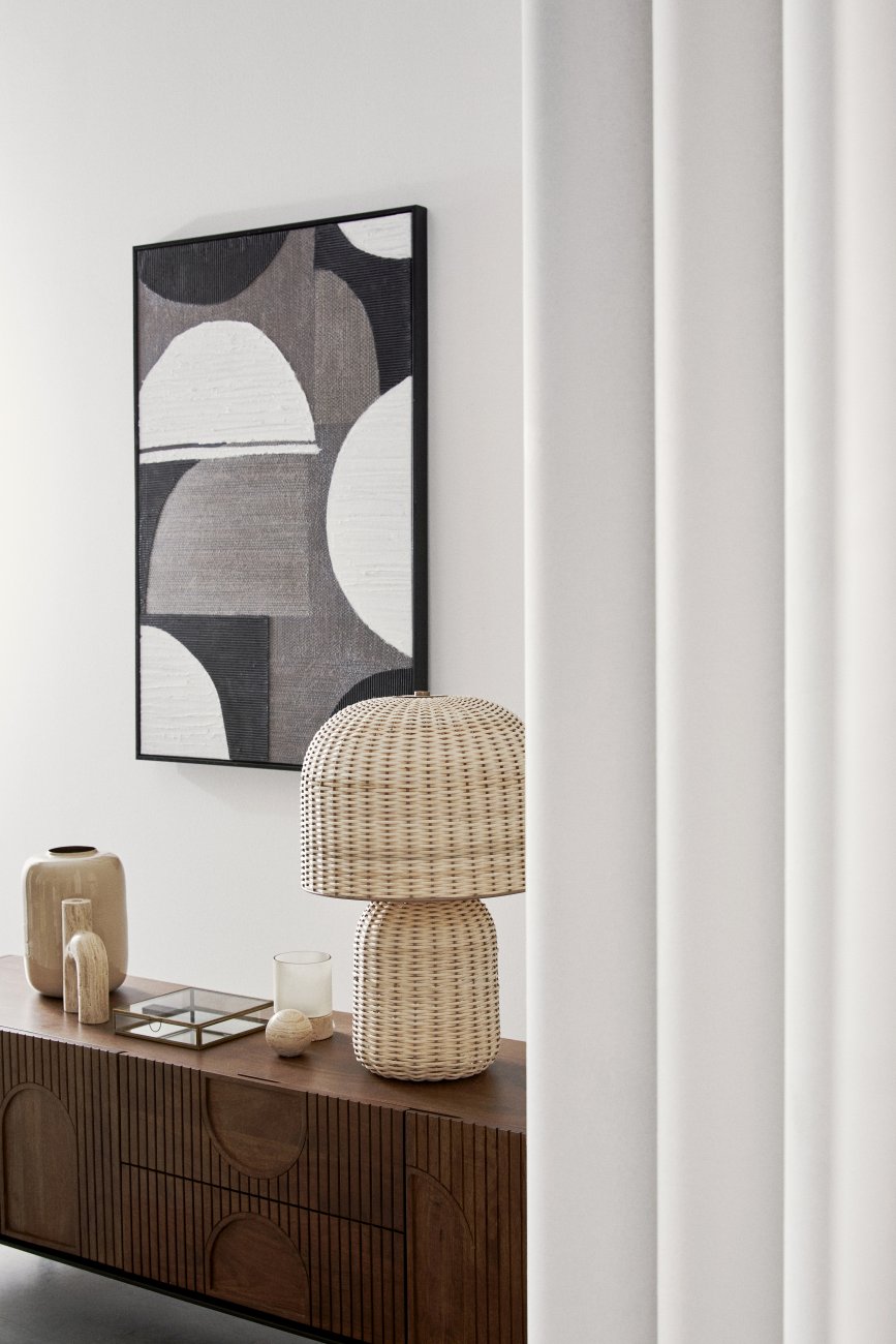 Tischleuchte Sikkim aus Rattan Ø 40 cm