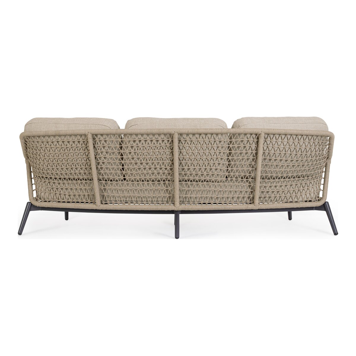 3-Sitzer Gartensofa Eulero - Aluminium Anthrazit & Olefin-Geflecht Taupe, inkl. Kissen