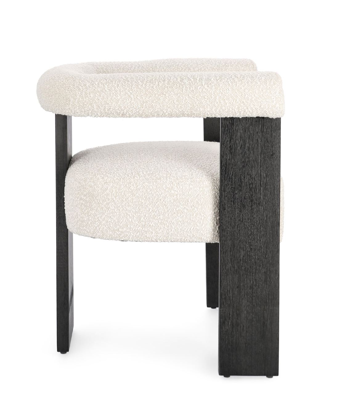 Esszimmerstuhl Agape aus Boucle, Natur / Schwarz