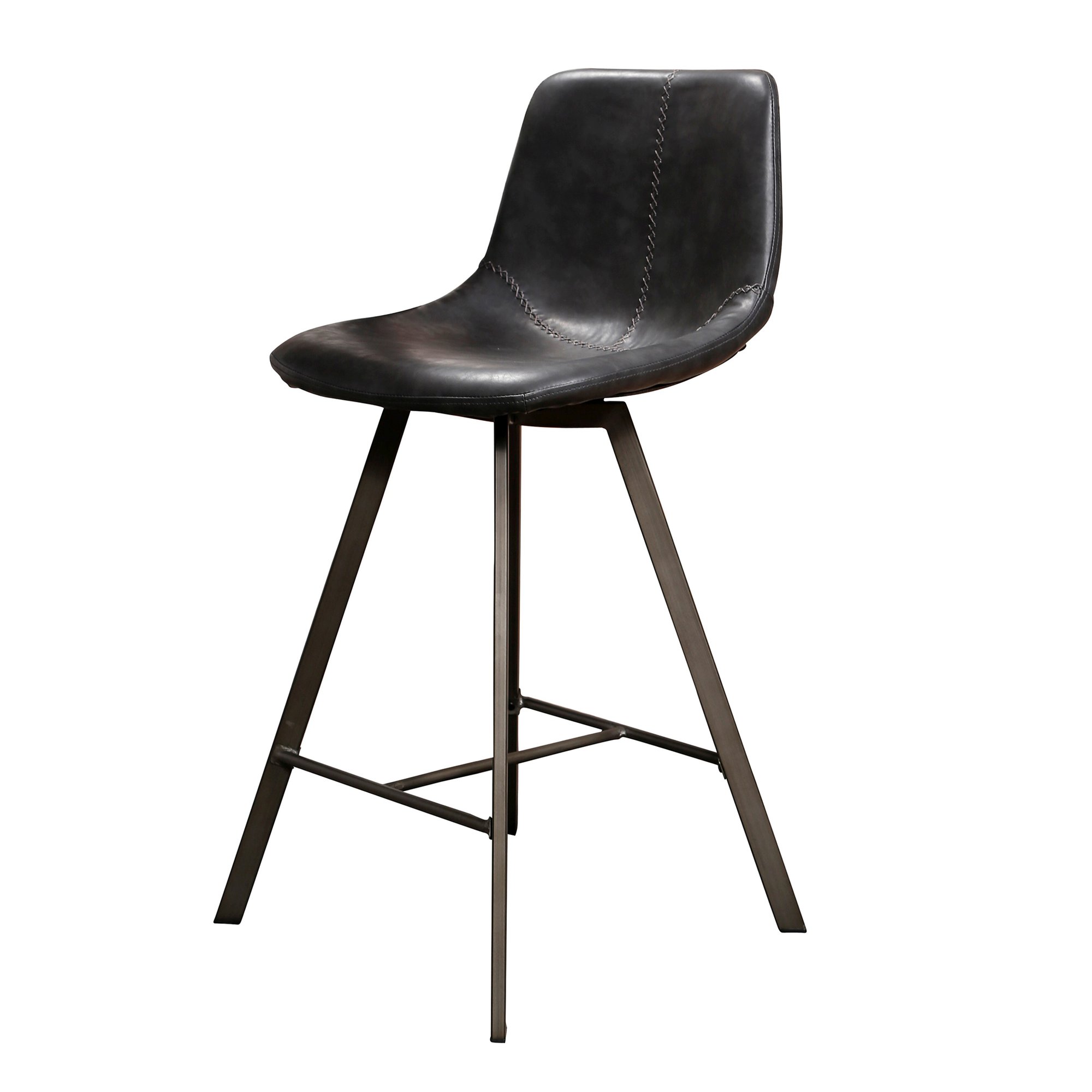 4er-Set Barhocker Edeostol mit Lehne - Kunstleder, Schwarz