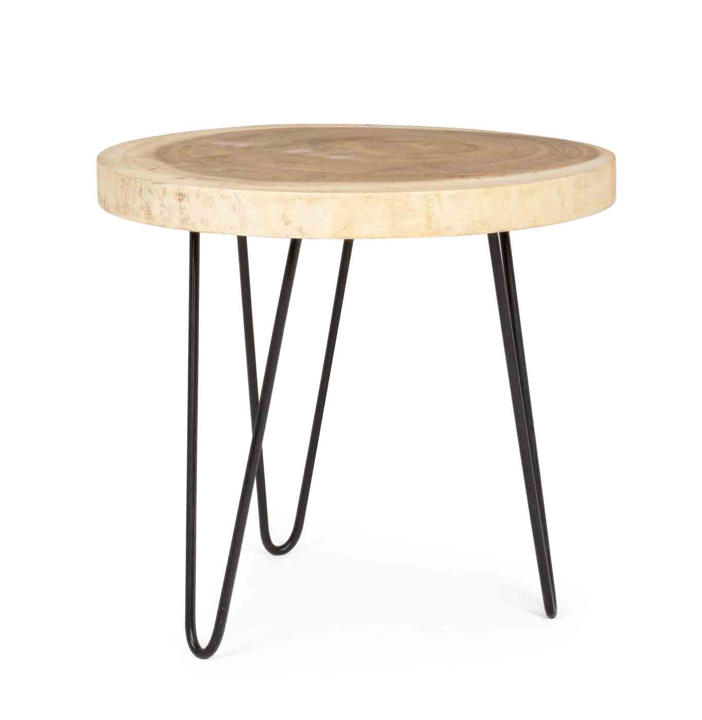 Der Beistelltisch Tuala überzeugt mit seinem modernen Design. Gefertigt wurde die Tischplatte aus Mungurholz, welches eine Feinbearbeitung aus Lack erhalten hat. Durch die Verwendung von Naturmaterialien sind alle Produkte unterschiedlich und individuell.