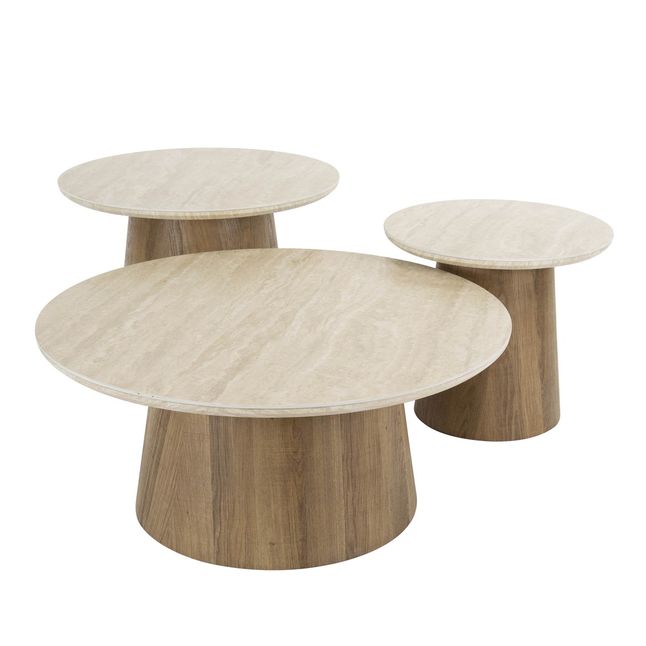 3er-Set Couchtisch Joradis - Keramik in Travertin-Optik, Rund 3er-Set Couchtisch Joradis - Keramik in Travertin-Optik, Rund