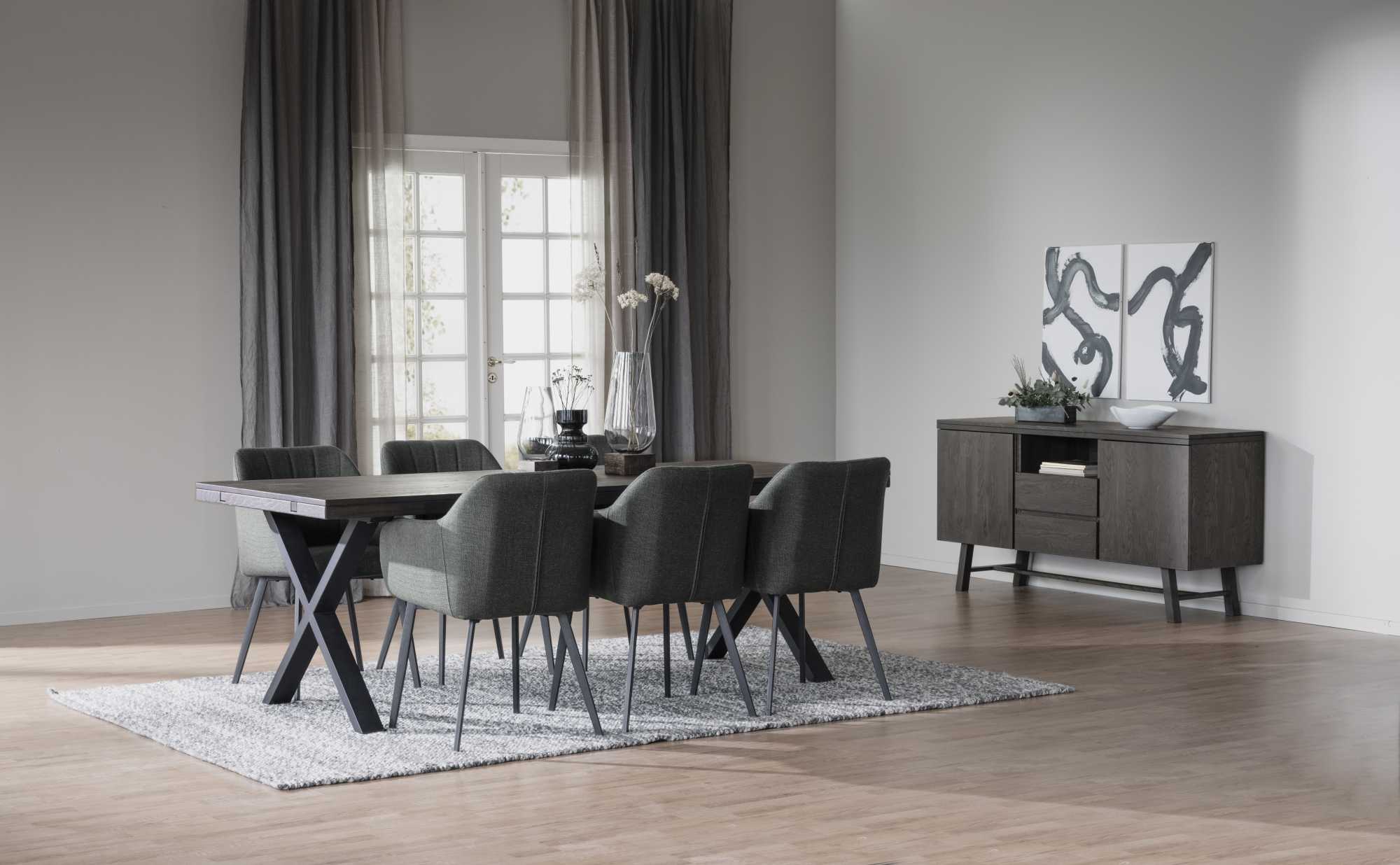 Esstisch Brooklyn, X-Gestell, 220cm, Braun – überzeugt mit zeitlosem Stil.