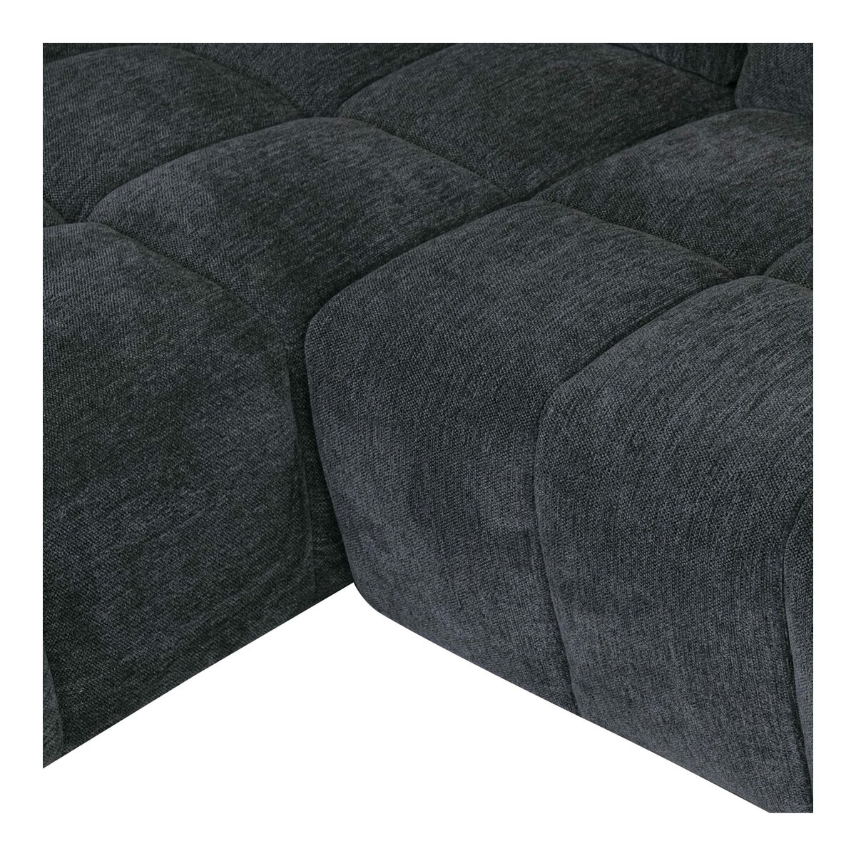 Ecksofa Odaloc Links Stoff Dunkelgrau - elektrische Fußstütze & USB-Port