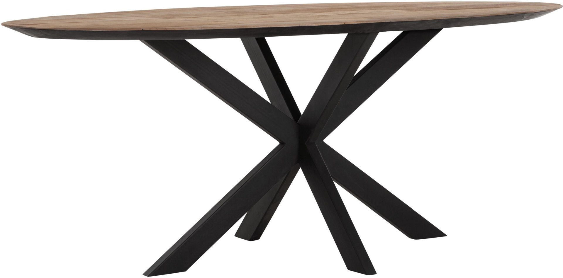 Der Esstisch Shapes überzeugt mit seinem modernem aber auch massivem Design. Gefertigt wurde der Tisch aus recyceltem Teakholz, welches einen natürlichen Farbton besitzt. Das Gestell ist aus Metall und ist Schwarz. Der Tisch hat eine Länge von 200 cm.