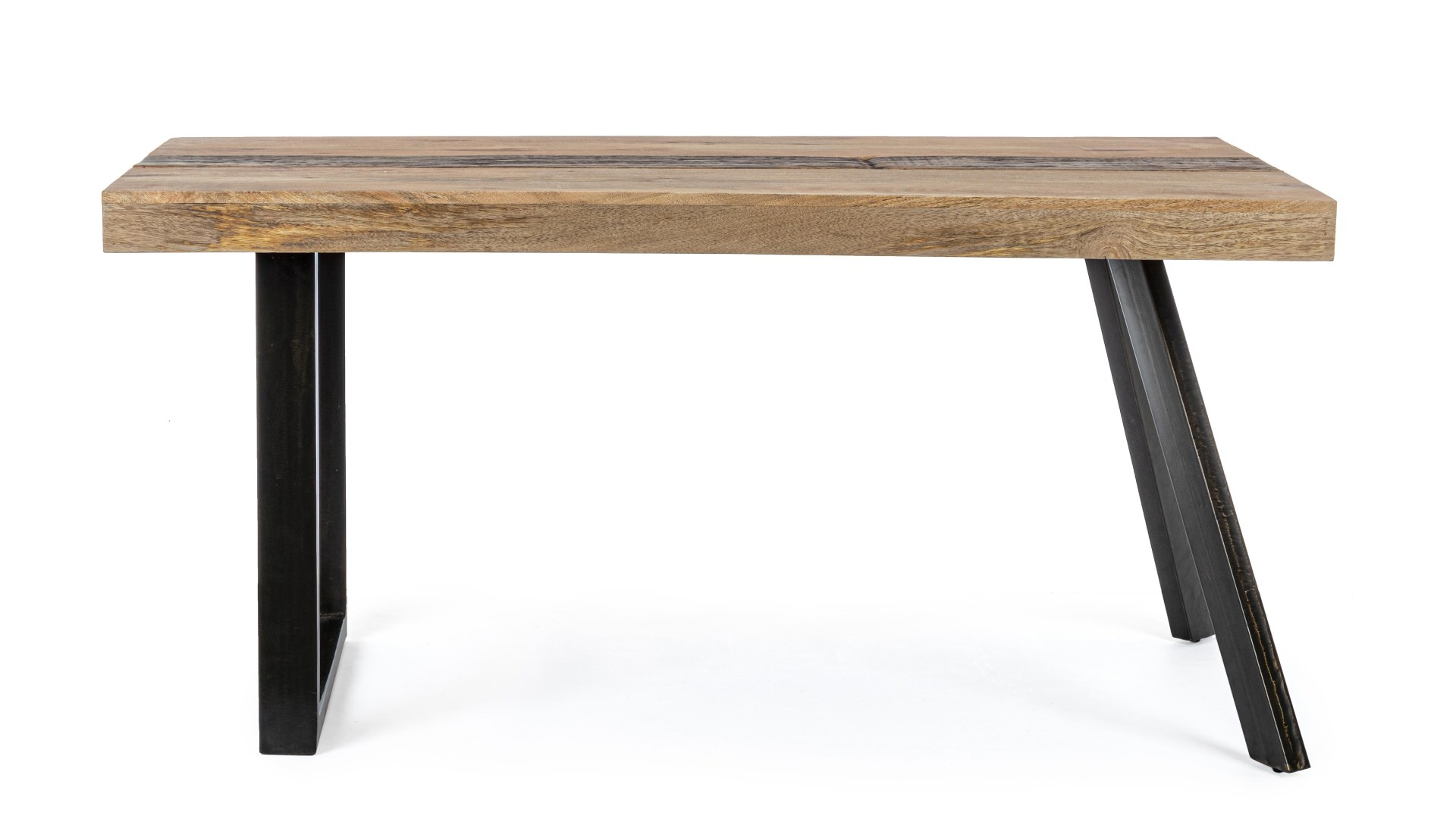 Der Esstisch Manchester überzeugt mit seinem klassischem Design gefertigt wurde er aus Mangoholz, welches einen natürlichen Farbton besitzt. Das Gestell des Tisches ist aus Metall und ist Schwarz. Der Tisch besitzt eine Breite von 160 cm.