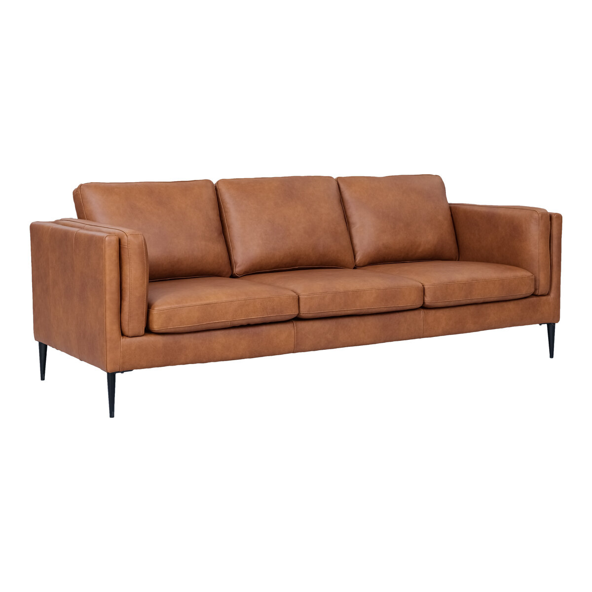 3-Sitzer Sofa Aicena Leder Cognac - Komfortsofa mit Taschenfederkern & Metall-Gestell
