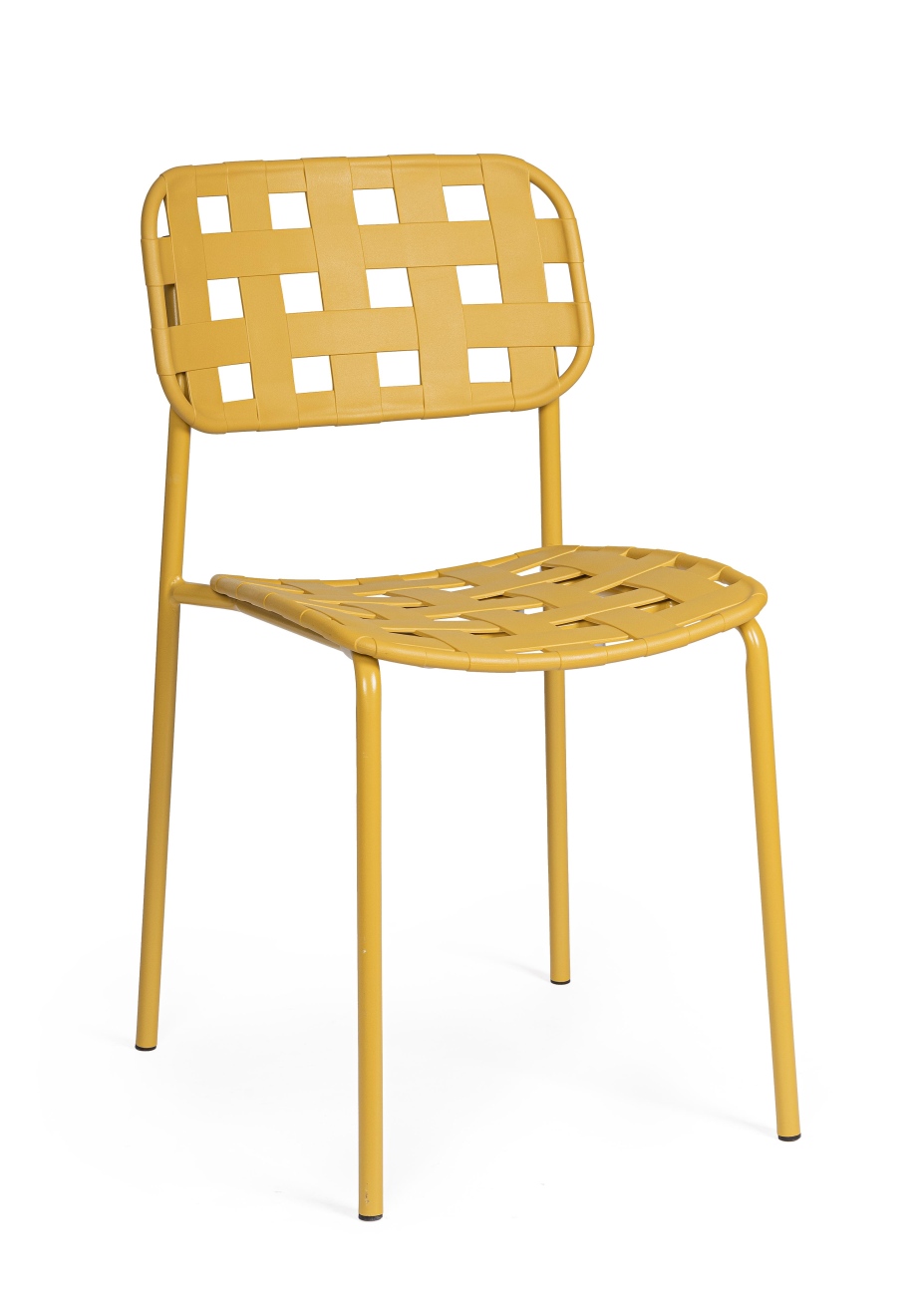 Gartenstuhl Clover aus Metall, Ocker Gartenstuhl Clover 4er-Set aus Metall, Ocker