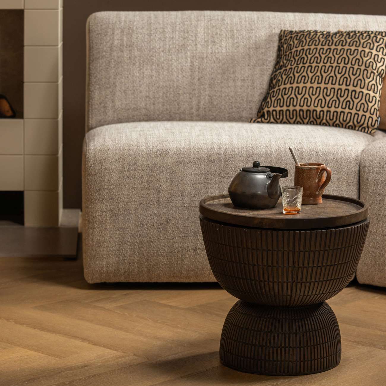 Couchtisch rund Fiberclay betonoptik | leicht & stabil | skandinavisch