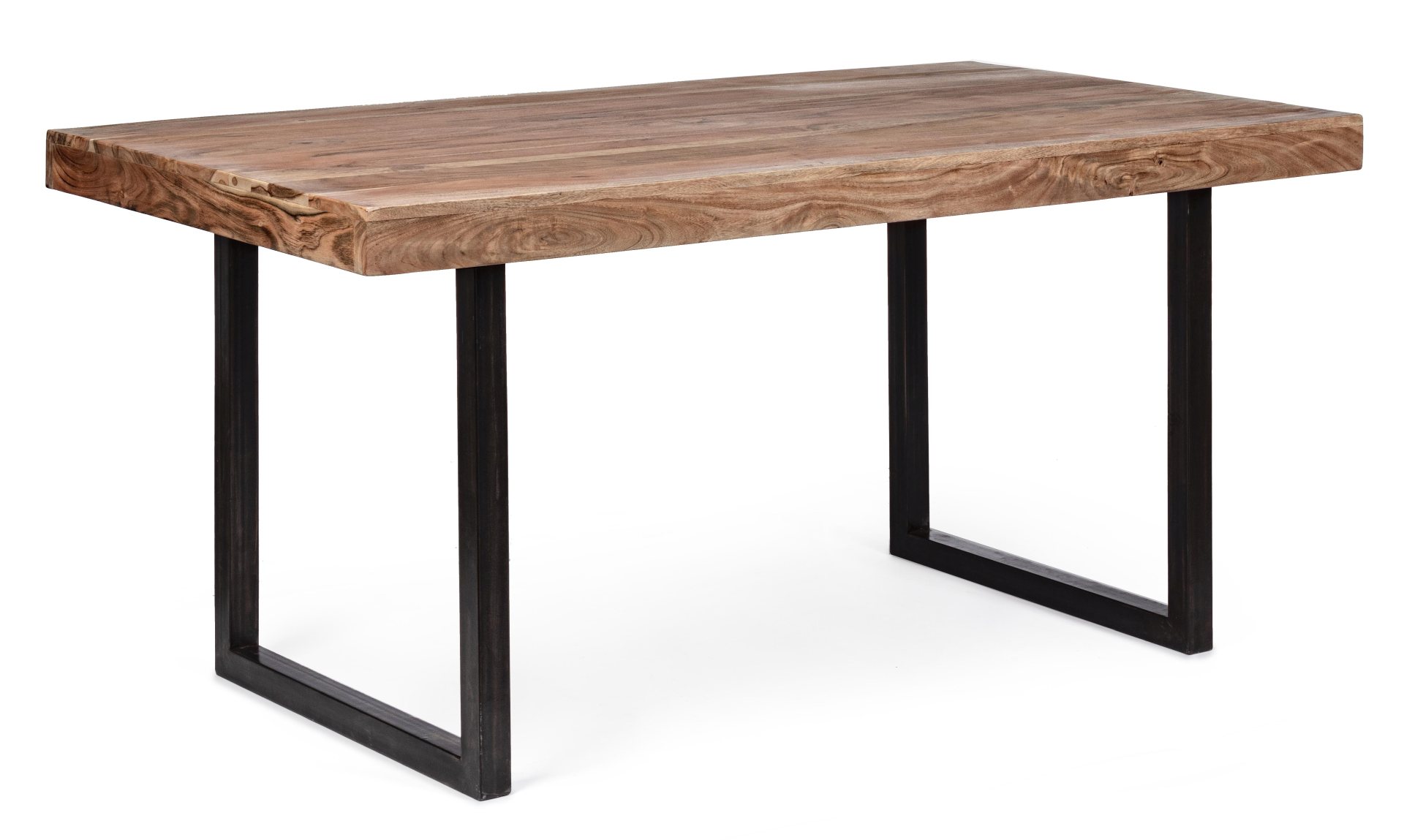Der Esstisch Egon überzeugt mit seinem moderndem Design. Gefertigt wurde er aus Akazienholz, welches einen natürlichen Farbton besitzt. Das Gestell des Tisches ist aus Metall und ist in eine schwarze Farbe. Der Tisch besitzt eine Breite von 160 cm.
