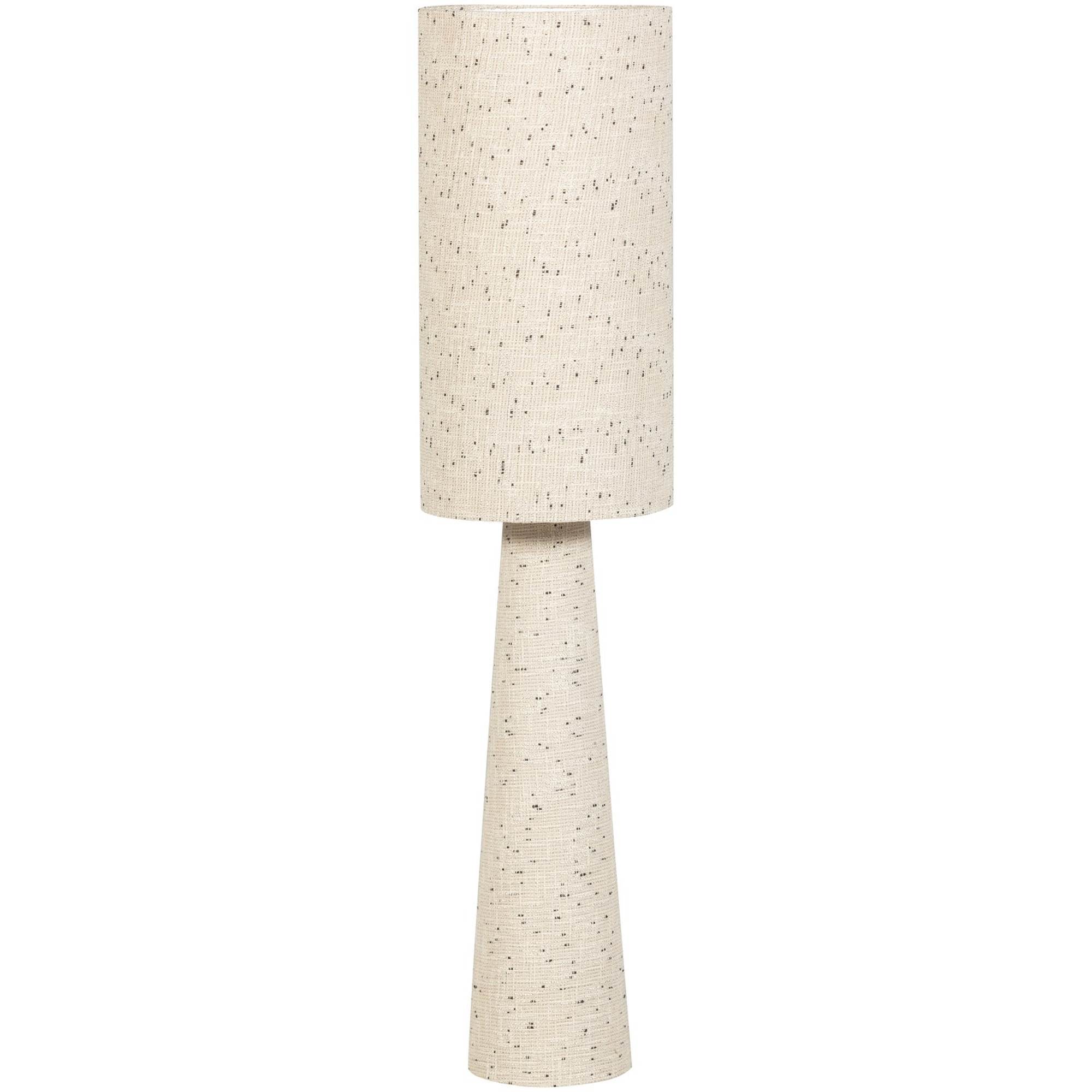Loft Stehlampe aus Bouclé in Natur - 130 x Ø30 cm, moderne Lampe mit Tupfenmuster