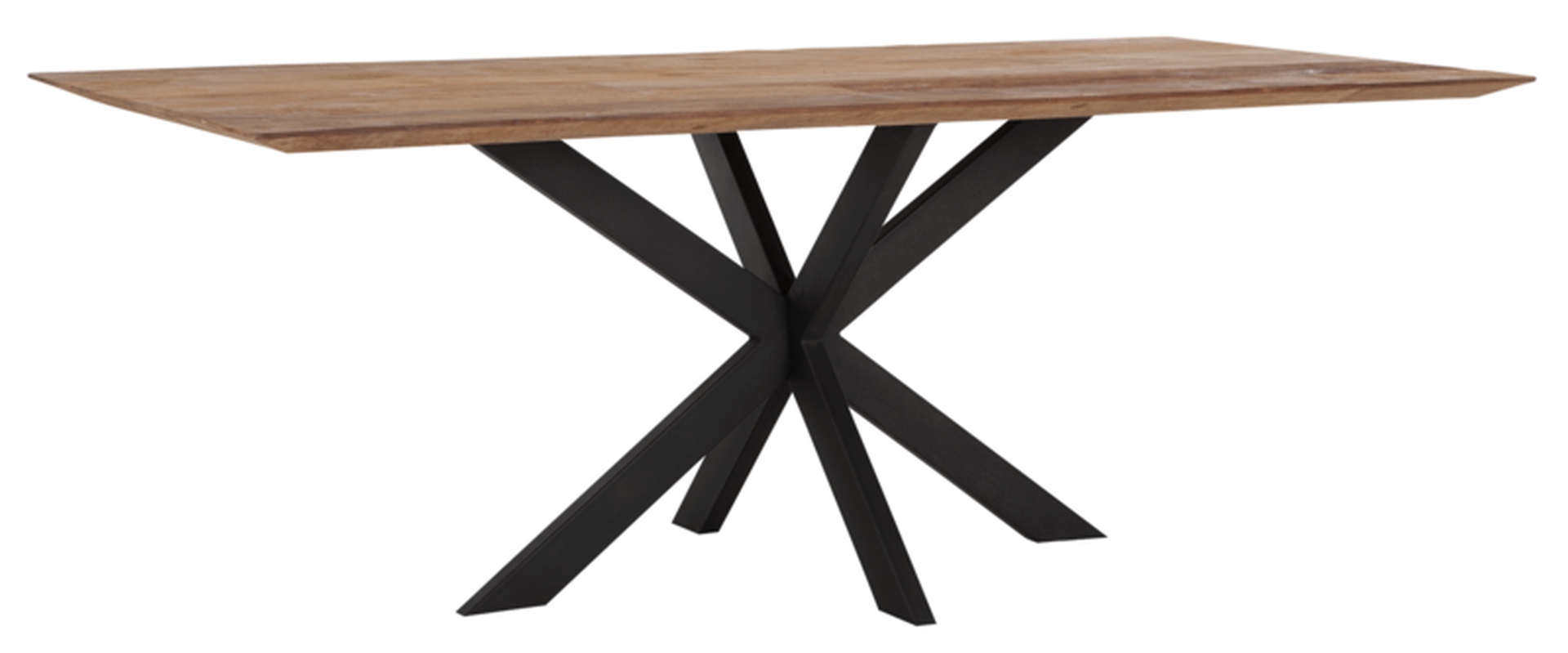 Der Esstisch Curves überzeugt mit seinem modernem aber auch massivem Design. Gefertigt wurde der Tisch aus recyceltem Teakholz, welches einen natürlichen Farbton besitzt. Das Gestell ist aus Metall und ist Schwarz. Der Tisch hat eine Länge von 210 cm.