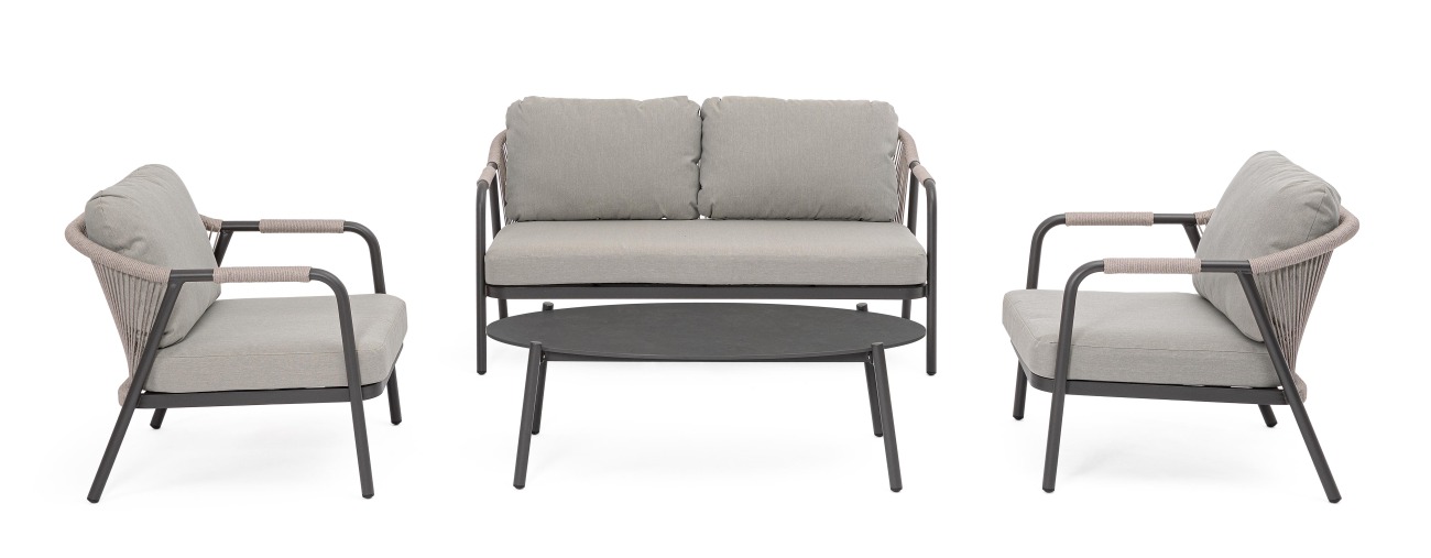 Garten-Set Miravet 4er Gruppe, Anthrazit / Taupe