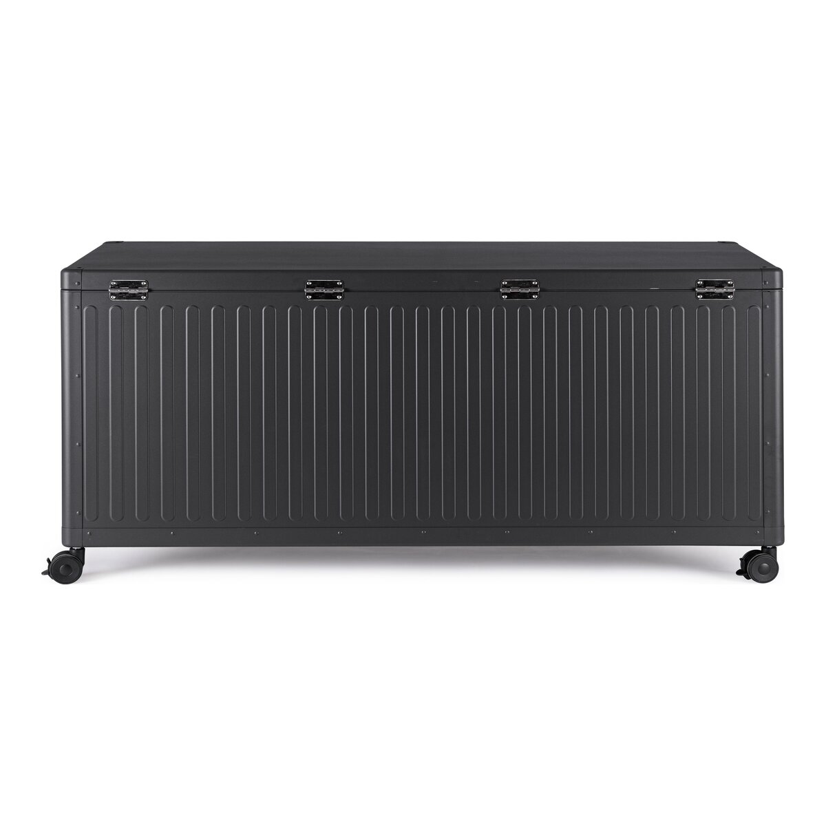 Gartentruhe Ocean - Aluminium Anthrazit, mit Gaskolben und Rollen, Größe L