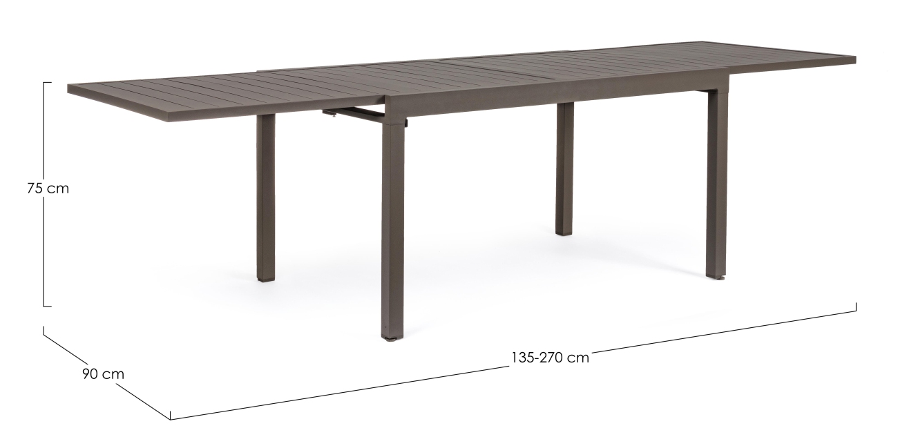 Gartenesstisch Pelagius 135-270x90 cm, Coffee